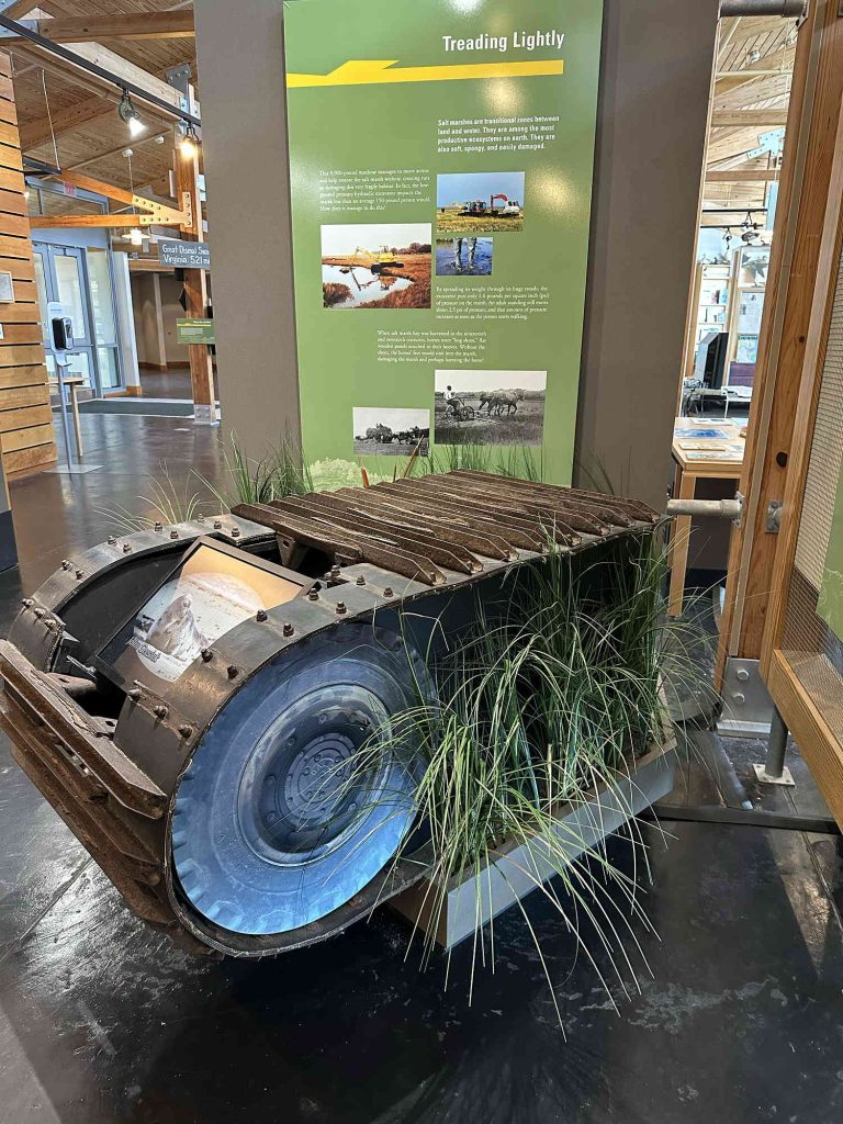 Excavator tread for marshland work.