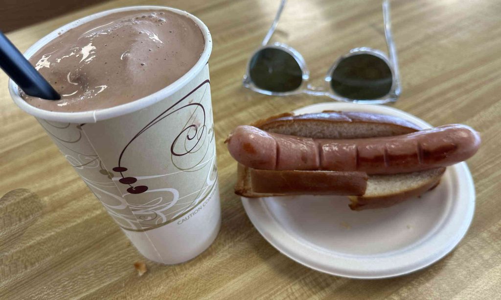 Hot Dog and Chocolate Frappe
